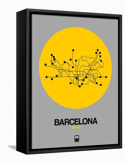 Barcelona Yellow Subway Map-NaxArt-Framed Stretched Canvas