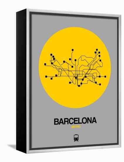 Barcelona Yellow Subway Map-NaxArt-Framed Stretched Canvas