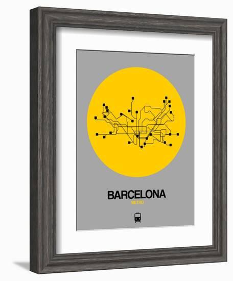 Barcelona Yellow Subway Map-NaxArt-Framed Art Print