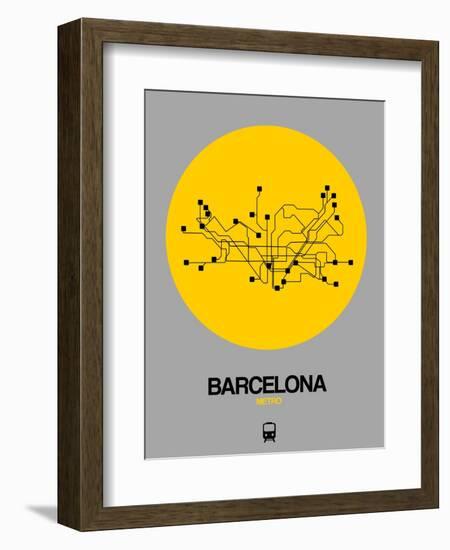 Barcelona Yellow Subway Map-NaxArt-Framed Art Print