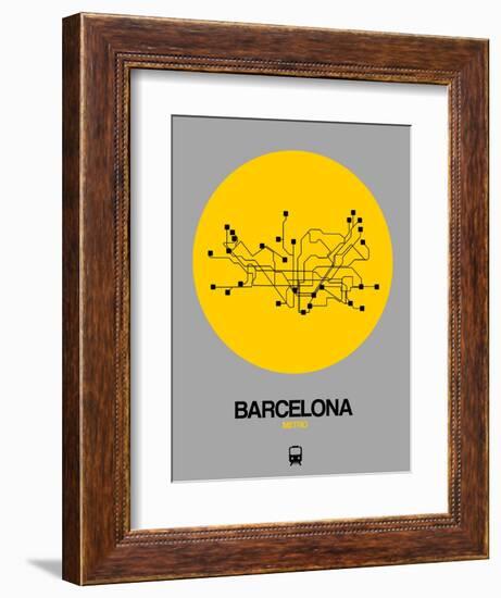 Barcelona Yellow Subway Map-NaxArt-Framed Art Print