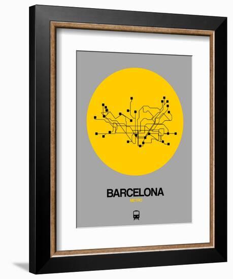 Barcelona Yellow Subway Map-NaxArt-Framed Art Print