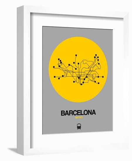 Barcelona Yellow Subway Map-NaxArt-Framed Art Print