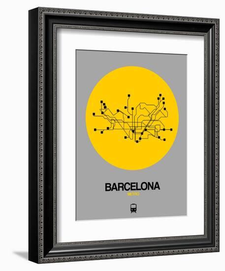 Barcelona Yellow Subway Map-NaxArt-Framed Art Print