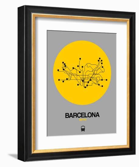 Barcelona Yellow Subway Map-NaxArt-Framed Art Print