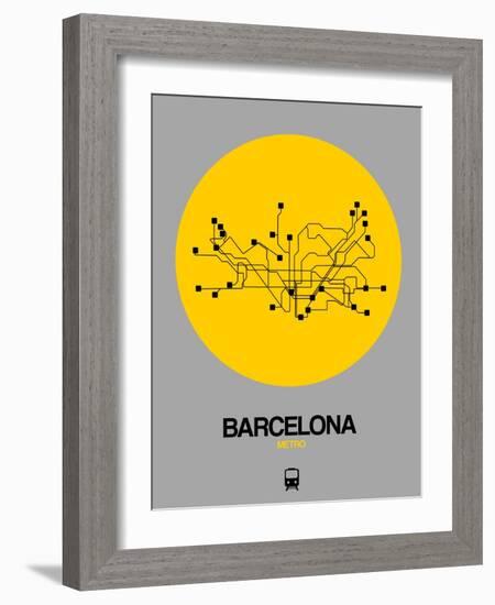 Barcelona Yellow Subway Map-NaxArt-Framed Art Print