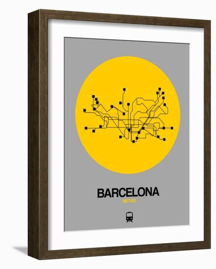 Barcelona Yellow Subway Map-NaxArt-Framed Art Print