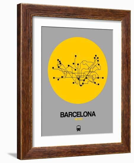 Barcelona Yellow Subway Map-NaxArt-Framed Art Print