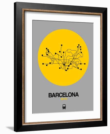 Barcelona Yellow Subway Map-NaxArt-Framed Art Print