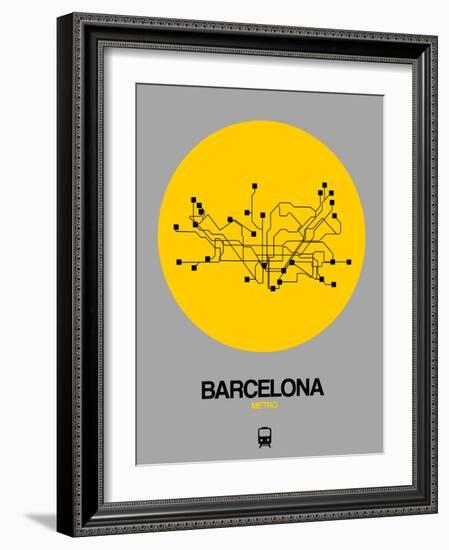 Barcelona Yellow Subway Map-NaxArt-Framed Art Print