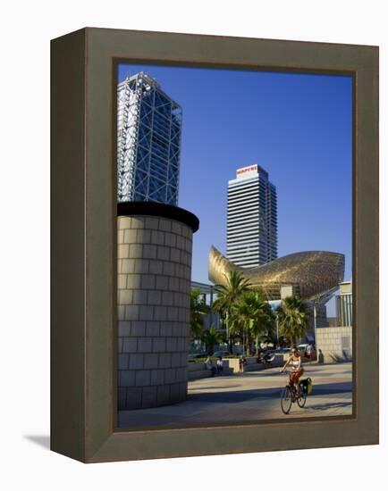 Barceloneta Beach and Port Olimpic with Frank Gehry Sculpture, Barcelona, Spain-Carlos Sanchez Pereyra-Framed Premier Image Canvas