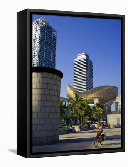 Barceloneta Beach and Port Olimpic with Frank Gehry Sculpture, Barcelona, Spain-Carlos Sanchez Pereyra-Framed Premier Image Canvas