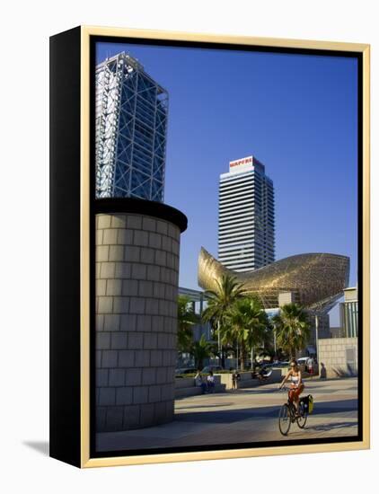 Barceloneta Beach and Port Olimpic with Frank Gehry Sculpture, Barcelona, Spain-Carlos Sanchez Pereyra-Framed Premier Image Canvas