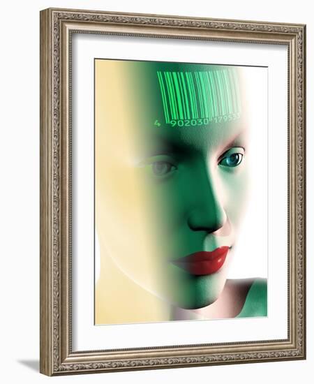 Barcode on a Woman's Head-Laguna Design-Framed Photographic Print