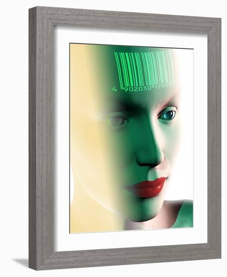 Barcode on a Woman's Head-Laguna Design-Framed Photographic Print