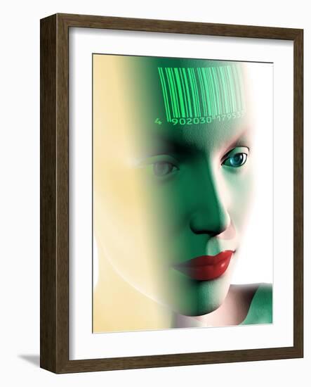 Barcode on a Woman's Head-Laguna Design-Framed Photographic Print