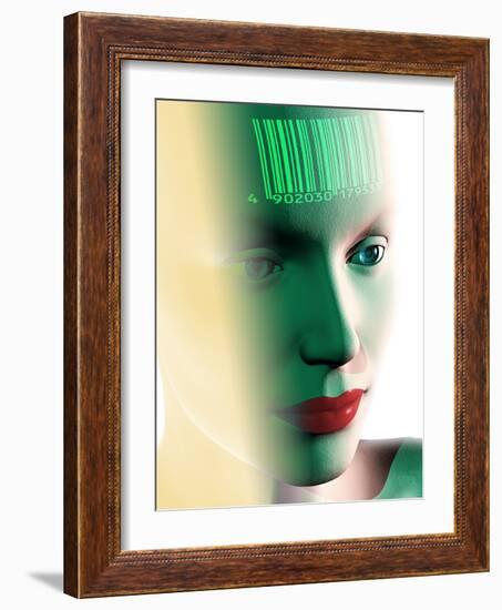 Barcode on a Woman's Head-Laguna Design-Framed Photographic Print