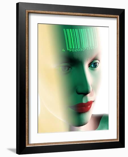 Barcode on a Woman's Head-Laguna Design-Framed Photographic Print