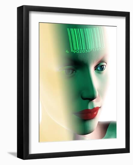 Barcode on a Woman's Head-Laguna Design-Framed Photographic Print