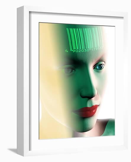 Barcode on a Woman's Head-Laguna Design-Framed Photographic Print