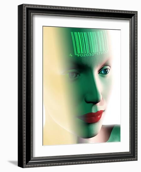 Barcode on a Woman's Head-Laguna Design-Framed Photographic Print