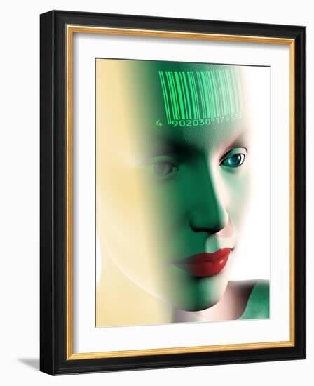 Barcode on a Woman's Head-Laguna Design-Framed Photographic Print