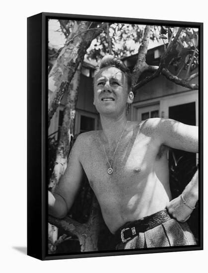 Bare Chested, Freckled Actor Van Johnson, Wearing a St. Christopher Medal Around His Neck-John Florea-Framed Premier Image Canvas