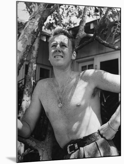 Bare Chested, Freckled Actor Van Johnson, Wearing a St. Christopher Medal Around His Neck-John Florea-Mounted Premium Photographic Print