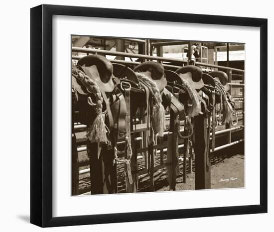 Bareback Saddles-Barry Hart-Framed Art Print