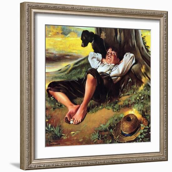 Barefoot Boy Daydreaming-Norman Rockwell-Framed Giclee Print