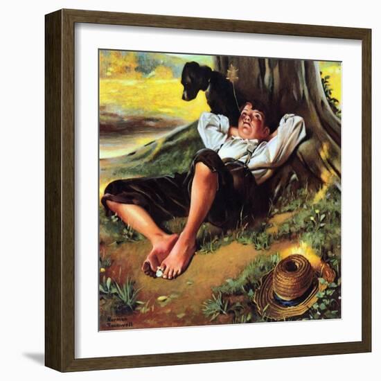 Barefoot Boy Daydreaming-Norman Rockwell-Framed Giclee Print