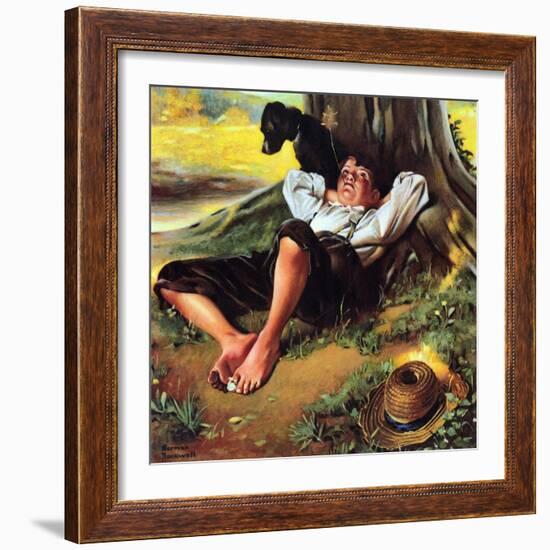 Barefoot Boy Daydreaming-Norman Rockwell-Framed Giclee Print