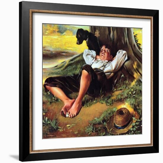 Barefoot Boy Daydreaming-Norman Rockwell-Framed Giclee Print