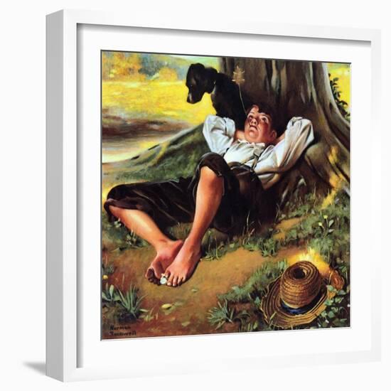 Barefoot Boy Daydreaming-Norman Rockwell-Framed Giclee Print