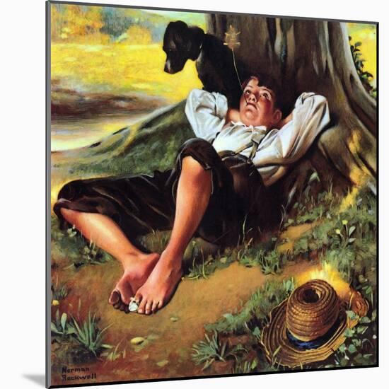 Barefoot Boy Daydreaming-Norman Rockwell-Mounted Giclee Print