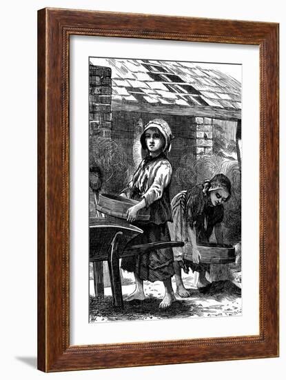 Barefoot Girls Sifting Dust in a Brickyard, 1871-null-Framed Giclee Print