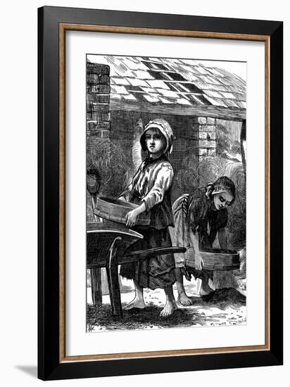 Barefoot Girls Sifting Dust in a Brickyard, 1871-null-Framed Giclee Print