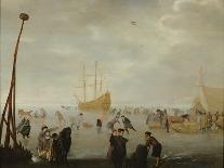 Figures Skating on Frozen Waterway, 17Th Century-Barent Avercamp-Giclee Print