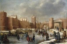 Skaters and Kolf Players Outside the City Walls of Kampen-Barent Avercamp-Giclee Print