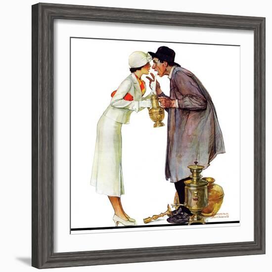 "Bargaining with Antique Dealer", May 19,1934-Norman Rockwell-Framed Giclee Print
