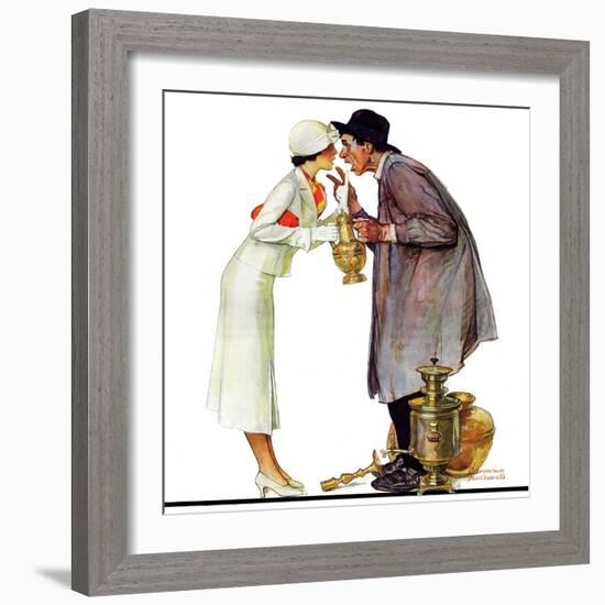 "Bargaining with Antique Dealer", May 19,1934-Norman Rockwell-Framed Giclee Print