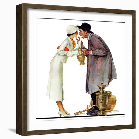 "Bargaining with Antique Dealer", May 19,1934-Norman Rockwell-Framed Giclee Print