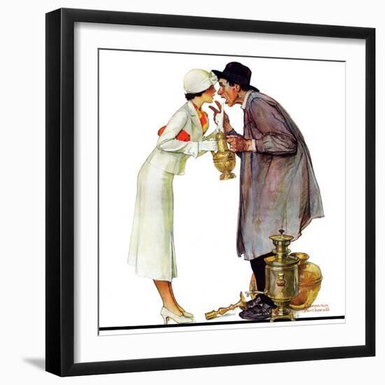 "Bargaining with Antique Dealer", May 19,1934-Norman Rockwell-Framed Giclee Print