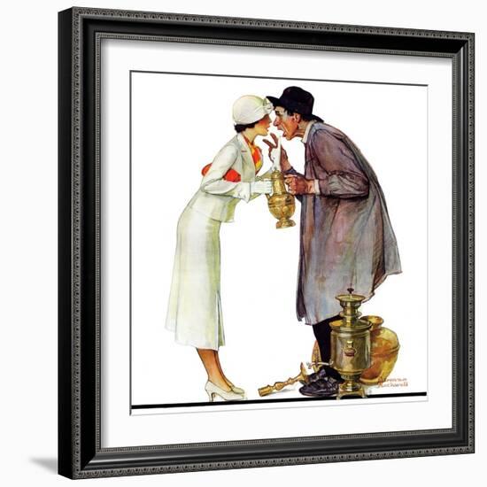 "Bargaining with Antique Dealer", May 19,1934-Norman Rockwell-Framed Giclee Print