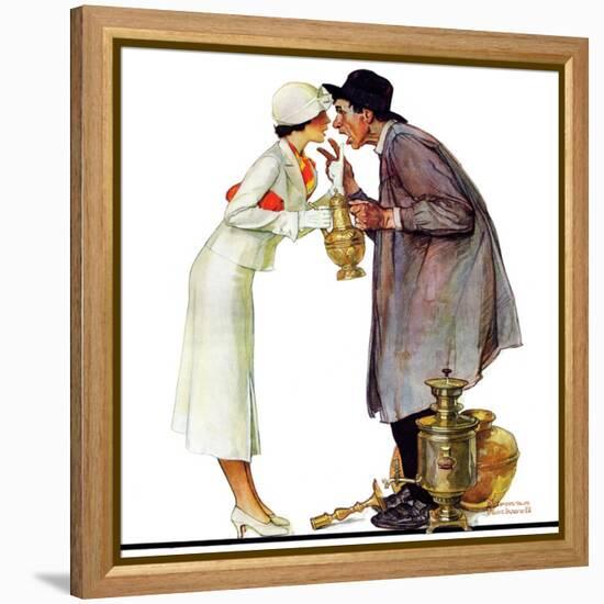 "Bargaining with Antique Dealer", May 19,1934-Norman Rockwell-Framed Premier Image Canvas