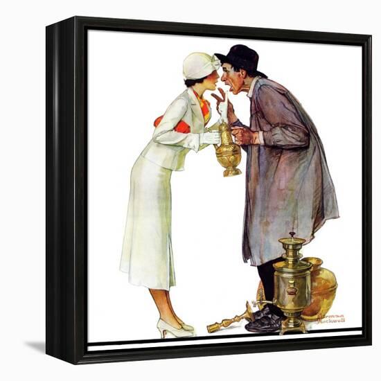 "Bargaining with Antique Dealer", May 19,1934-Norman Rockwell-Framed Premier Image Canvas