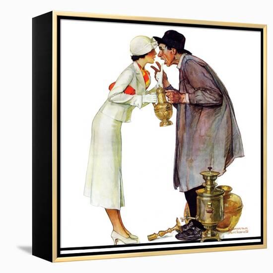 "Bargaining with Antique Dealer", May 19,1934-Norman Rockwell-Framed Premier Image Canvas