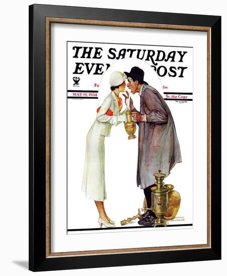 "Bargaining with Antique Dealer" Saturday Evening Post Cover, May 19,1934-Norman Rockwell-Framed Giclee Print