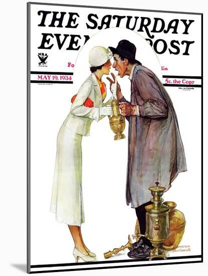 "Bargaining with Antique Dealer" Saturday Evening Post Cover, May 19,1934-Norman Rockwell-Mounted Giclee Print