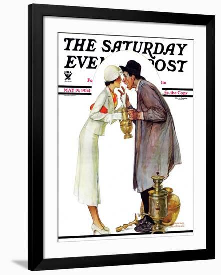 "Bargaining with Antique Dealer" Saturday Evening Post Cover, May 19,1934-Norman Rockwell-Framed Giclee Print